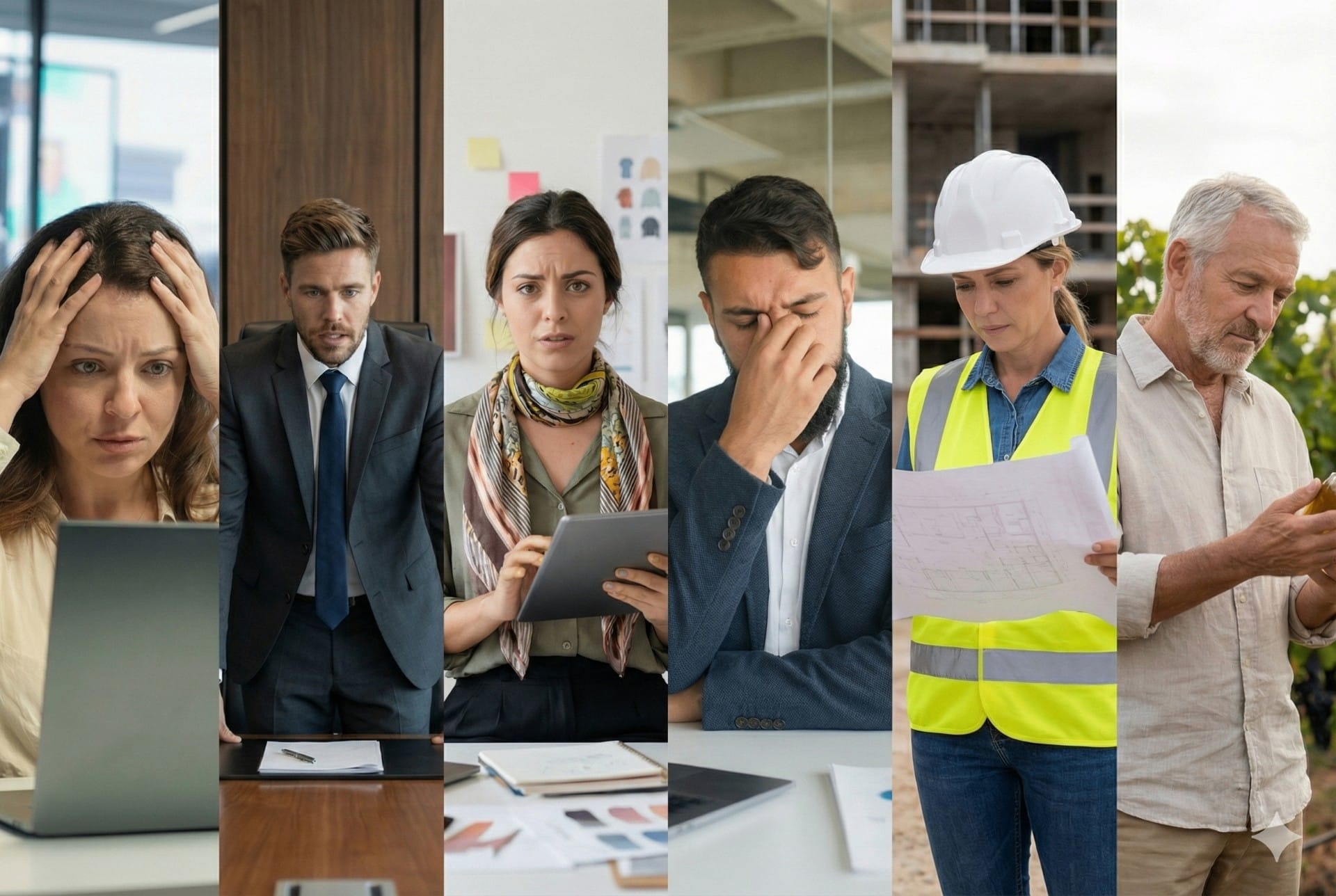 Empresários cansados e sobrecarregados na operação